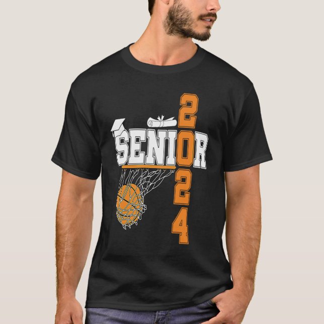Senior 2024 Class Of 2024 Graduate Basketball Grad T-Shirt (Front)