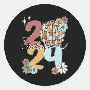 Senior 2024 Disco Balls Last Day Of School Graduat Classic Round Sticker