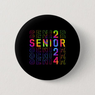Senior 2024 Funny Tie-dye Class Of 2024 Graduation 6 Cm Round Badge