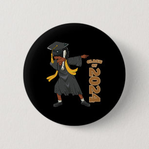 Senior 2024 Graduation African Black Girl Dabbing 6 Cm Round Badge