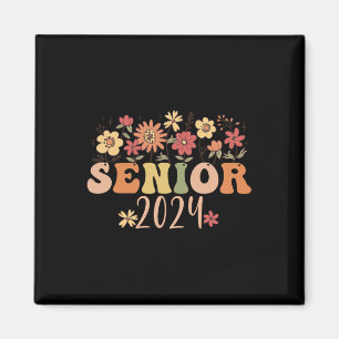 Senior 2024 Groovy Retro Class Of 2024 Graduation Magnet