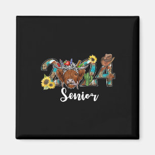 Senior 2024 Highland Cow Western Graduation Class Magnet