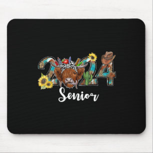 Senior 2024 Highland Cow Western Graduation Class Mouse Pad