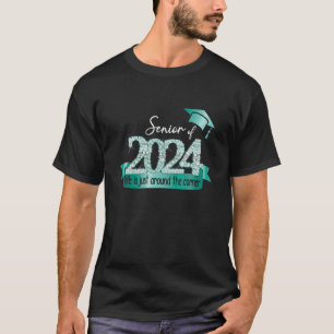 Senior 2024 Motivational Quote Turquoise Black Par T-Shirt