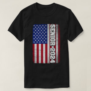 Senior 2024 Usa American Flag Graduation T-Shirt