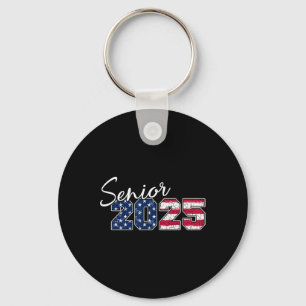 Senior 2025 American Flag Usa Graduation Cl Of 202 Key Ring