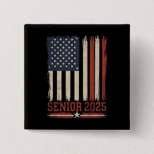 Senior 2025 American Flag USA Graduation Class Of 15 Cm Square Badge