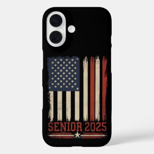Senior 2025 American Flag USA Graduation Class Of iPhone 16 Case
