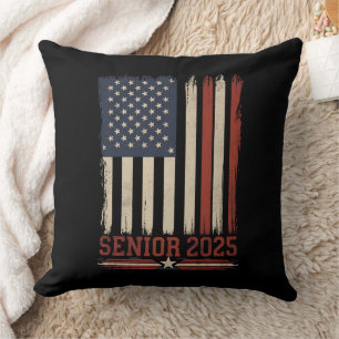 Senior 2025 American Flag USA Graduation Class Of Cushion