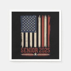 Senior 2025 American Flag USA Graduation Class Of Napkin