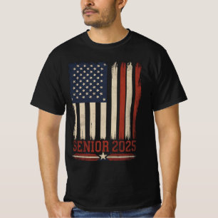 Senior 2025 American Flag USA Graduation Class Of T-Shirt
