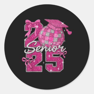 Senior 2025 Cl Of 2025 Bows Back To School 2025 Classic Round Sticker