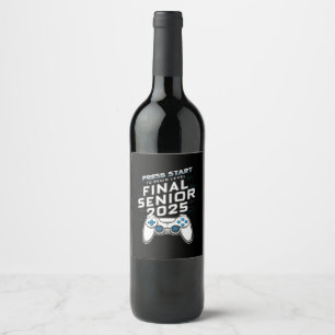 Senior 2025 Class of 2025 Gamer Video Games Wine Label