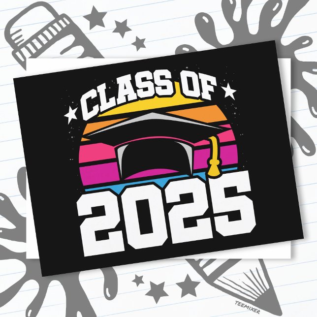 Senior 2025 Class of 2025 Graduation Retro Sunset Postcard (Creator Uploaded)