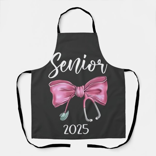 Senior 2025 Coquette Class of 2025 Pink Bows Apron (Front)