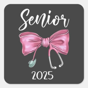 Senior 2025 Coquette Class of 2025 Pink Bows Square Sticker