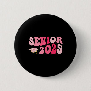 Senior 2025 Coquette Pink Bow Cl Of 2025 Back To S 6 Cm Round Badge