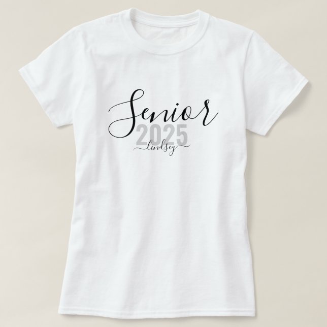 Senior 2025 Personalized Name Graduation T-Shirt (Design Front)