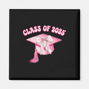 Senior 2025 Pink Coquette Bow Cap Cl Of 2025 Gradu Magnet
