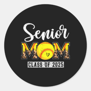 Senior 2025 Softll Mom Senior Mama 2025 Leopard St Classic Round Sticker
