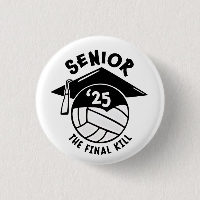 Senior 2025 Volleyball Graduation  3 Cm Round Badge (Front)