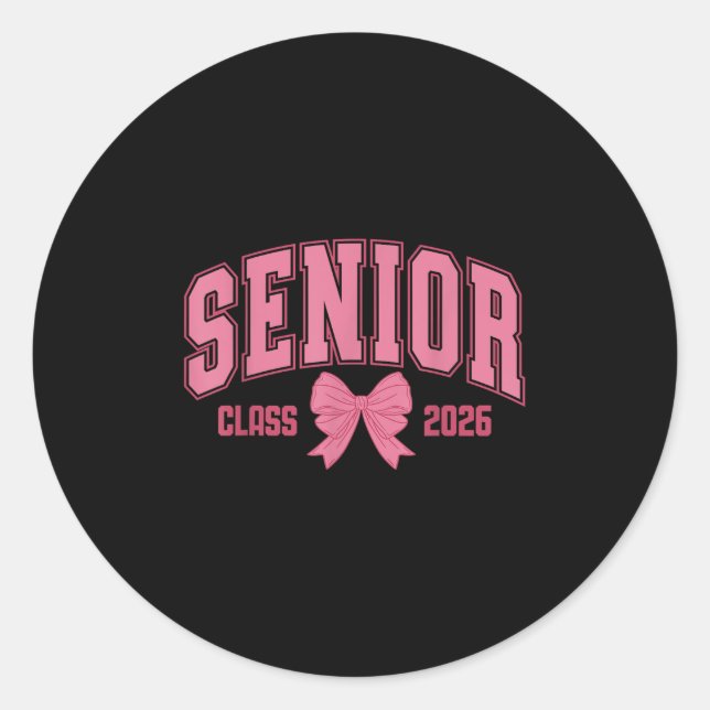 Senior 2026 Bow Coquette 2026 Senior Girls  Classic Round Sticker (Front)
