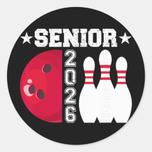 Senior 2026 Bowling Player Cl Of 2026 Graduation S Classic Round Sticker