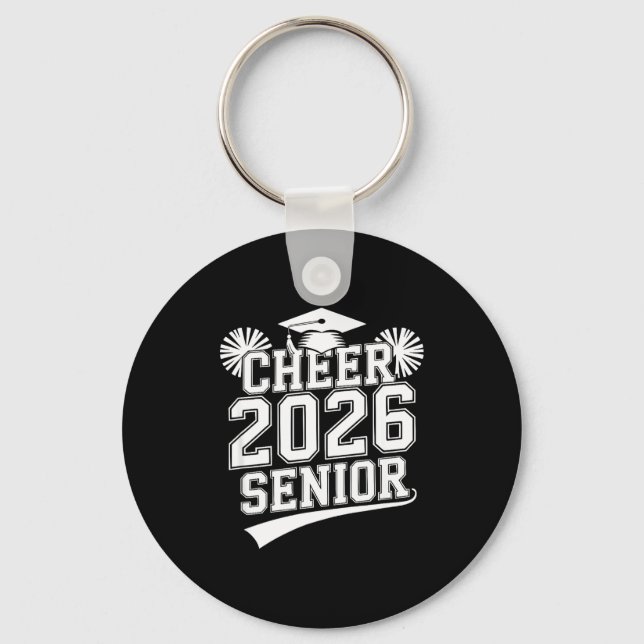 Senior 2026 cheer team mom high school graduation key ring (Front)