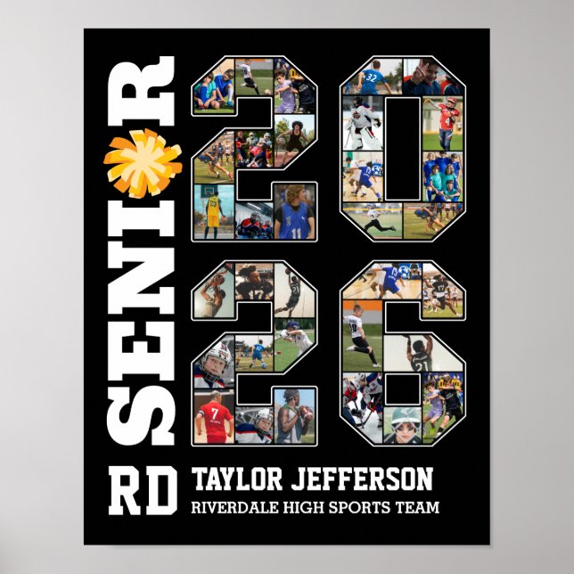Senior 2026 Cheerleading Team Sports Photo Collage Poster (Front)