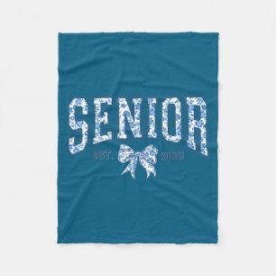 Senior 2026 chinoiserie floral bow graduation fleece blanket