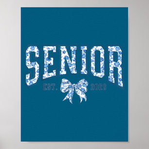Senior 2026 chinoiserie floral bow graduation  poster