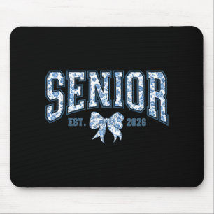 Senior 2026 Chinoiserie Floral Bow Graduation Tee Mouse Pad