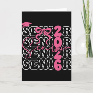 Senior 2026 Cl Of 2026 Coquette Pink Bow Graduatio Card