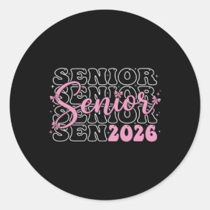 Senior 2026 Cl Of 2026 Pink Coquette Bow Girls Gro Classic Round Sticker