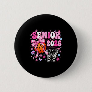Senior 2026 class of 2026 basketball coquette bow 6 cm round badge