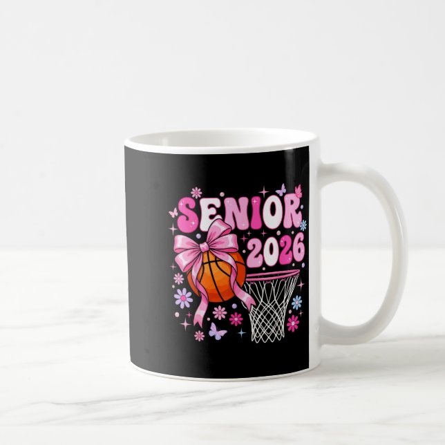 Senior 2026 class of 2026 basketball coquette bow coffee mug (Right)