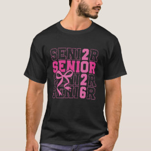 Senior 2026 Class of 2026 Coquette Pink Bow Gradua T-Shirt