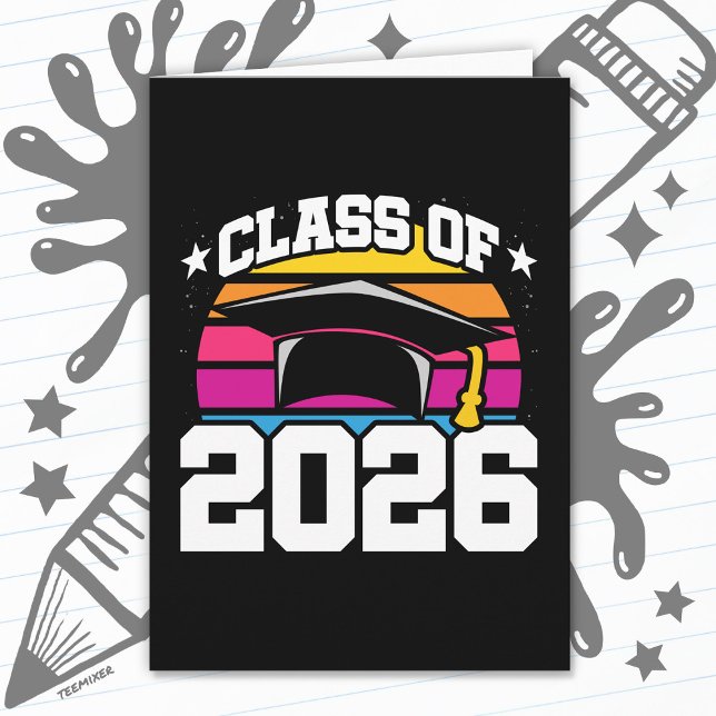 Senior 2026 Class of 2026 Graduation Retro Sunset Card (Creator Uploaded)