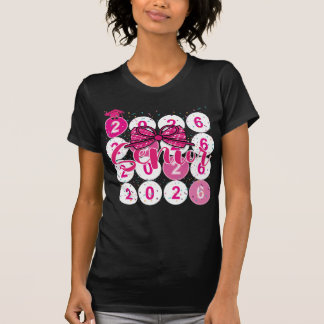 Senior 2026 Class of Coquette Pink Bow Graduation  T-Shirt