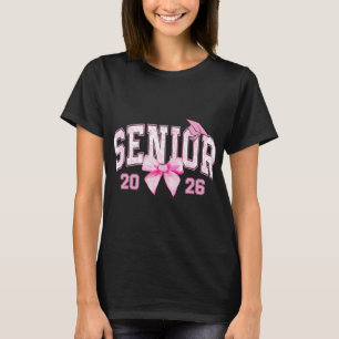 Senior 2026 Coquette Pink Bow Girls Cl Of 2026 Gra T-Shirt