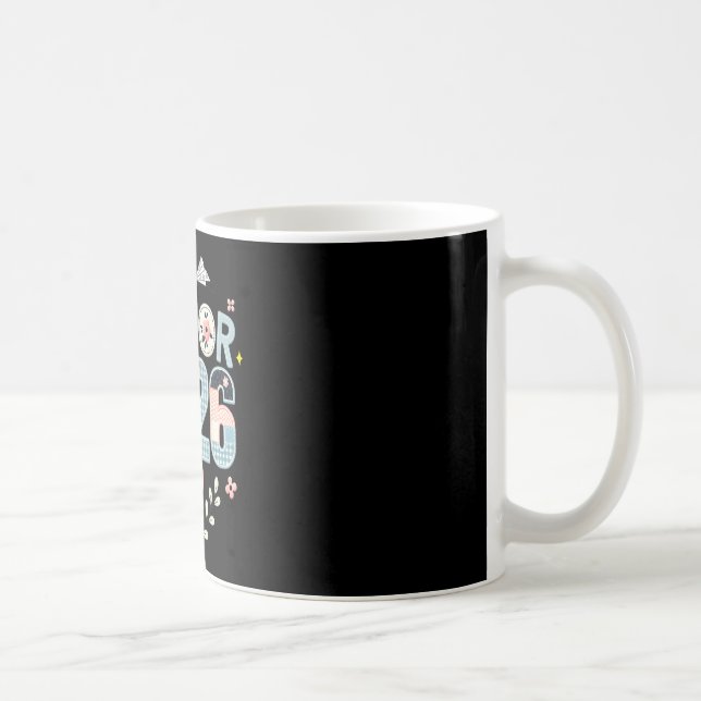 Senior 2026 Cute Floral Patch Graduation Bow Art  Coffee Mug (Right)