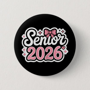 Senior 2026 Cute Pink Bow Graduation Design 6 Cm Round Badge