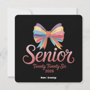 Senior 2026 Cute Rainbow Bow Graduation Coquette Invitation