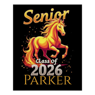 Senior 2026 Fire Horse Chinese Zodiac Personalized Poster