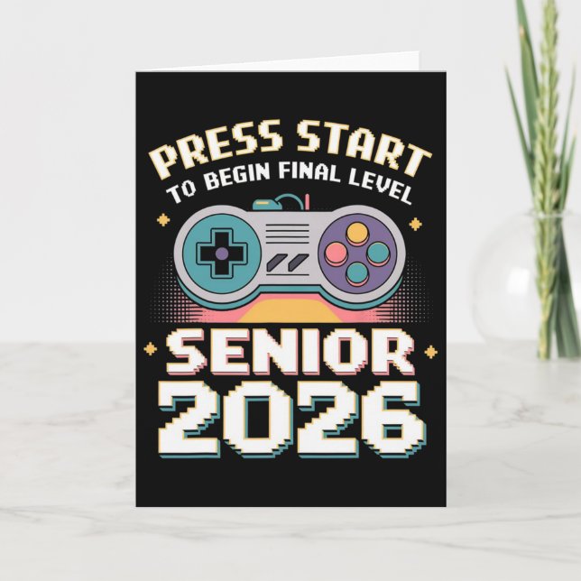 Senior 2026 Gamer Mode On Press Start Final Level  Card (Front)