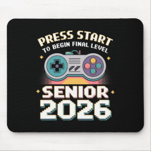 Senior 2026 Gamer Mode On Press Start Final Level  Mouse Pad