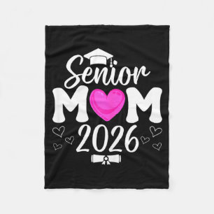 Senior 2026 graduation cap mom pink heart proud fleece blanket