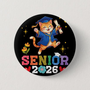 Senior 2026 Graduation Cat Cl Of 2026 Scholar Grad 6 Cm Round Badge
