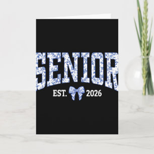 Senior 2026 Graduation Cl Coquette Bow Blue Toile  Card
