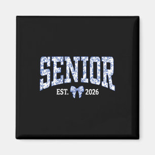 Senior 2026 Graduation Cl Coquette Bow Blue Toile  Magnet